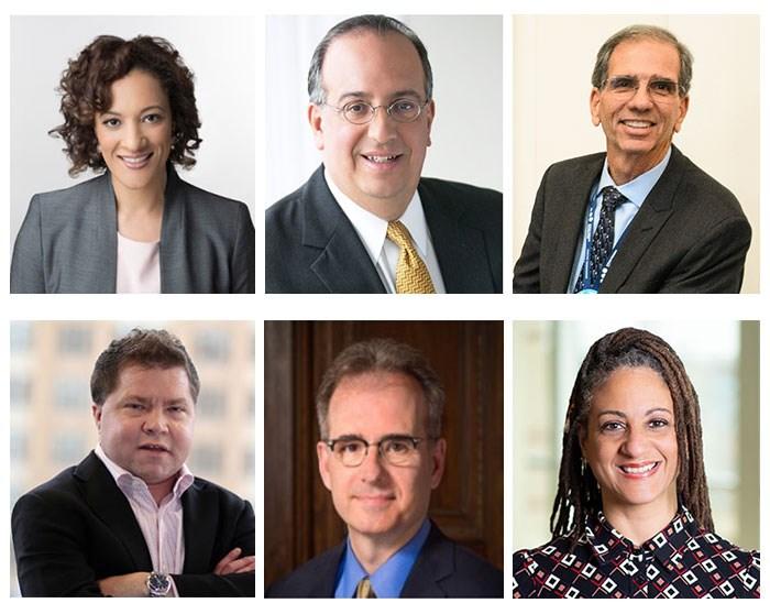 (Top row, from left to right) Newly elected CF Foundation Board trustees Jessica Boyd, MD, MPH; Dominic Caruso; and Paul Motenko. (Bottom row, from left to right) Newly elected CF Foundation Board advisors James R. Butler, II; Eric Schneider, MD; and Jennifer Taylor-Cousar, MD, MSCS