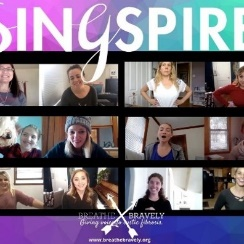 Zoom meeting screenshot showing the faces of the sINgSPIRE choir