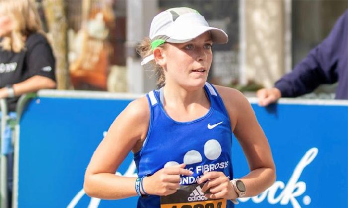 Katie O'Grady running Boston Marathon