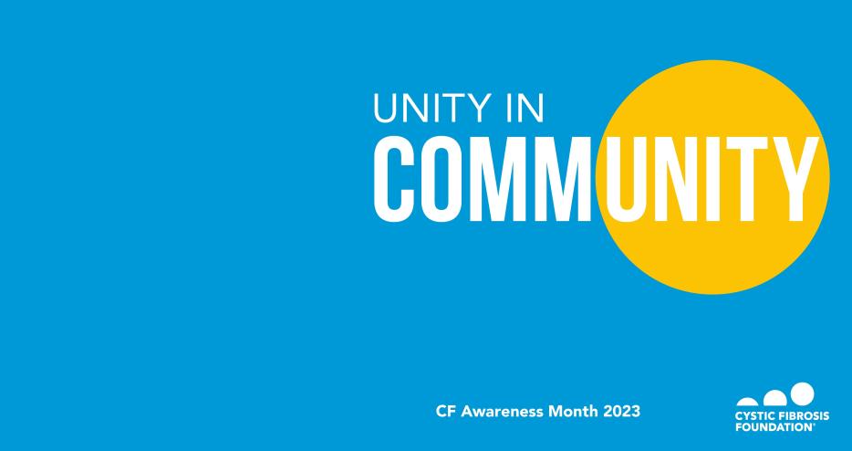 This light blue graphic says, "Unity in Community."
