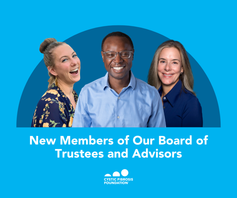 A graphic comprised of three headshots of the Foundation's newest members of the Board of Trustees and Advisors.