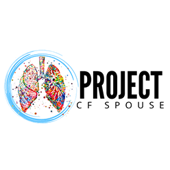 The Project CF Spouse logo - a multi-color pair of lungs in a blue circle with the word "Project CF Spouse"
