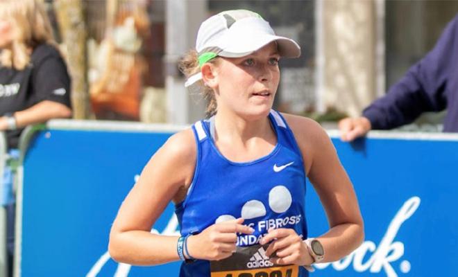 Katie O'Grady running Boston Marathon