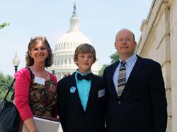 Teen and parent pose on Capitol Hill during advocacy event. 